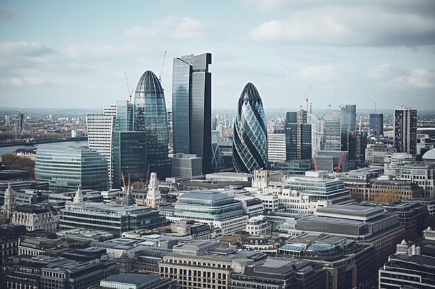 Photo a city with a large building and a large glass building