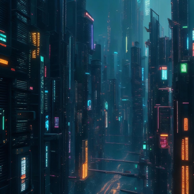 A city with a lot of neon lights on it