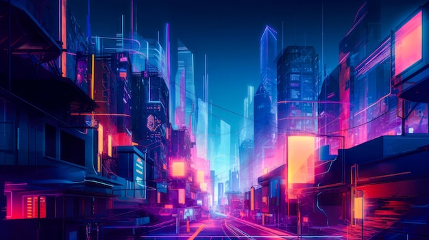 The neon-lit streets of a cyberpunk anime night city with this captivating  4K wallpaper generated ai 26481539 Stock Photo at Vecteezy