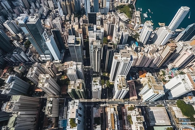 a city with a view of the ocean and a city