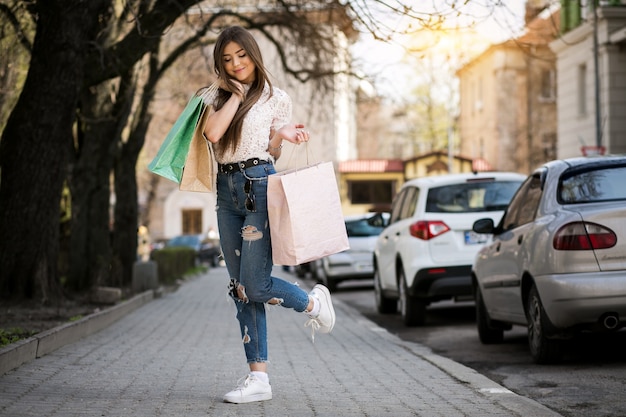 Foto donna, donna, professionale, asiatico, camminare