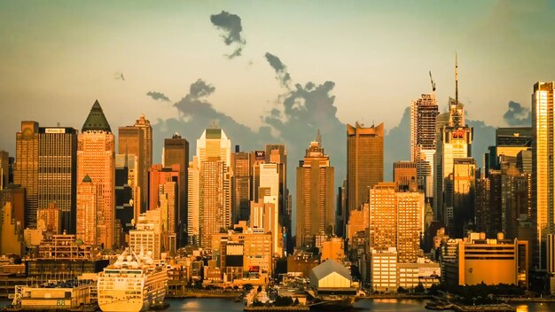 Paesaggio cittadino contro il cielo durante il tramonto a new york