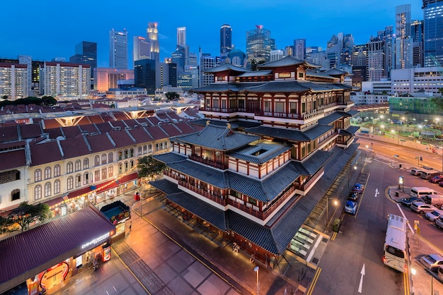 Cityscape against sky at dusk