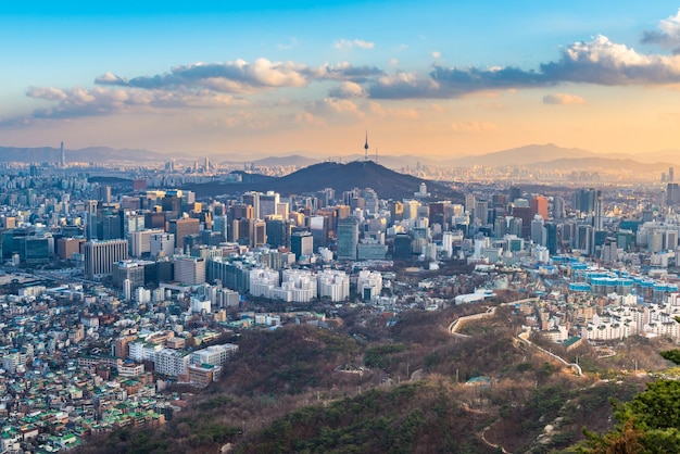 하늘을 배경으로 한 도시 풍경