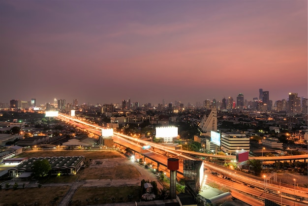 Cityscape of Bangkok city at night