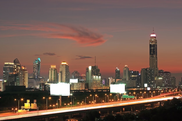 Cityscape of Bangkok at sunset