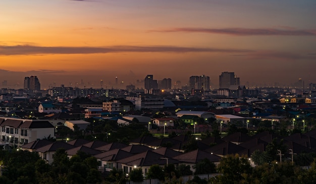 Cityscape of beautiful urban and cloudy sky in the evening