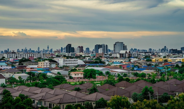 Cityscape of beautiful urban and cloudy sky in the evening