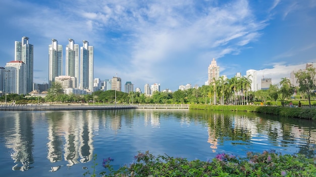 Cityscape at Benchakitti park  Bangkok  Thailand