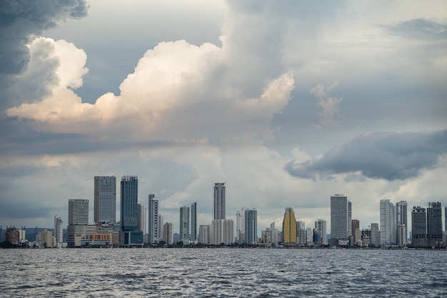 Cityscape of the cartagena city from the sea travel and vacation concept