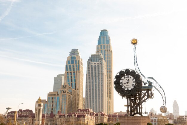 Cityscape of Century clock  in Tianjin