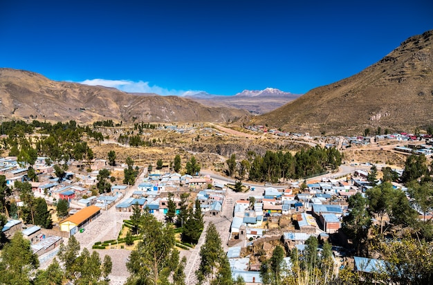 Cityscape of chivay town in peru