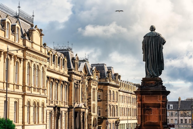 Cityscape of the city of Edinburgh with its old medievallooking buildings Scotland