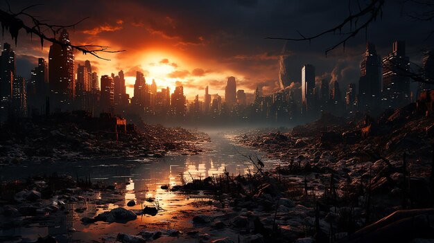 Photo cityscape devastation in the game world