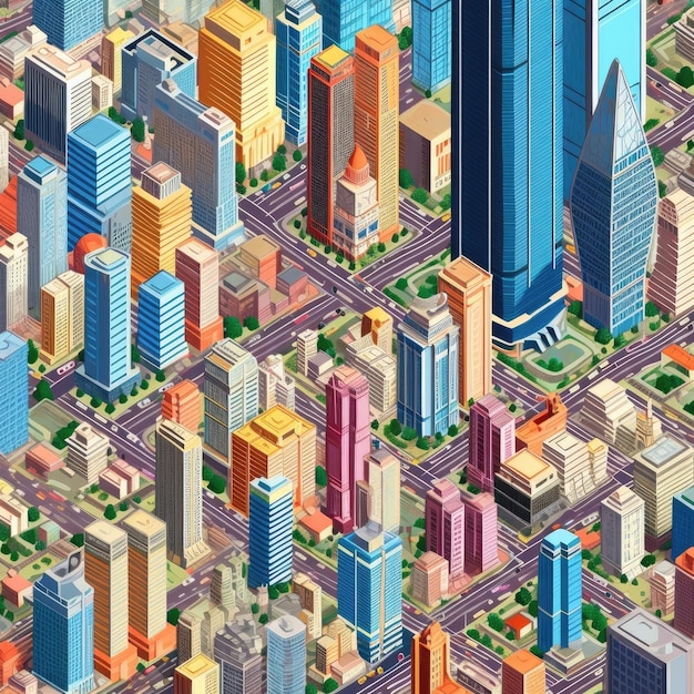 Cityscape dotted with skyscrapers and bustling streets Generative AI