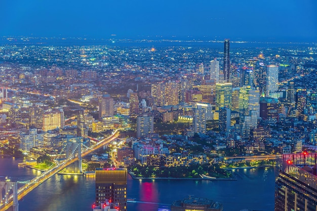 Cityscape of downtown Brooklyn skyline from Manhattan New York City