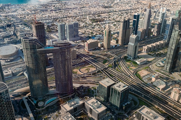 Cityscape of Dubai View on Downtown from At the top of Burj Khalifa