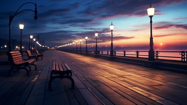 Cityscape dusk at the pier background