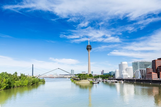 Cityscape of Dusseldorf in a sunny summer day