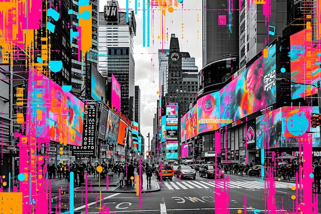 Foto cityscape en digitale marketing fusion collage