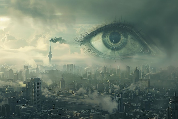 cityscape engulfed in smog and pollution