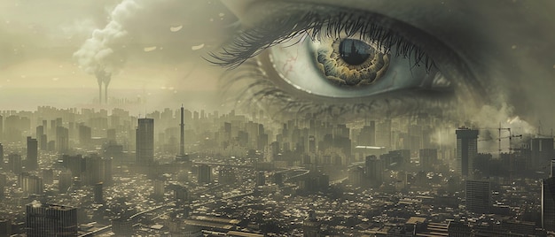 cityscape engulfed in smog and pollution