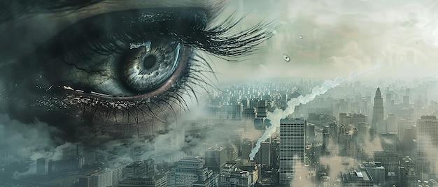 cityscape engulfed in smog and pollution