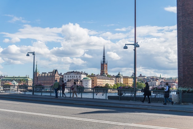 스웨덴 스톡홀름 중심부의 구시가지 감라스탄(Gamla stan)의 풍경