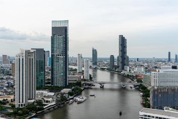 Cityscape and high-rise buildings in metropolis city center