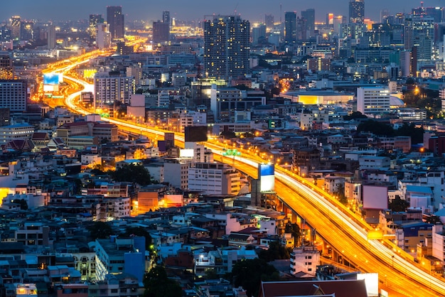 Cityscape and highway in metropolis city center