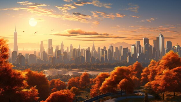 사진 가을 의 도시 풍경