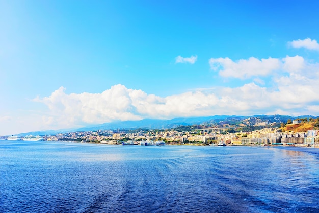 Cityscape of Messina at the Mediterranean Sea in Sicily, Italy