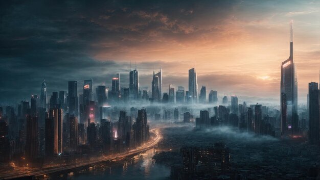 Cityscape in the Midnight Hour A Detailed Matte Painting