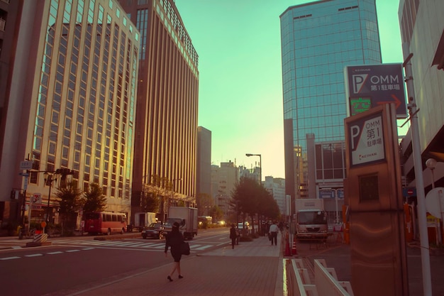 Cityscape at morning sunrise in Japan