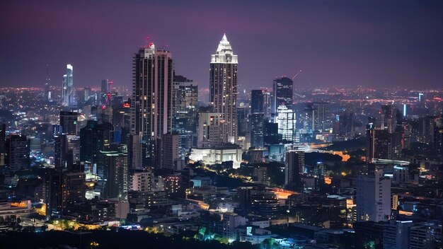 Cityscape at night in bangkok thailand