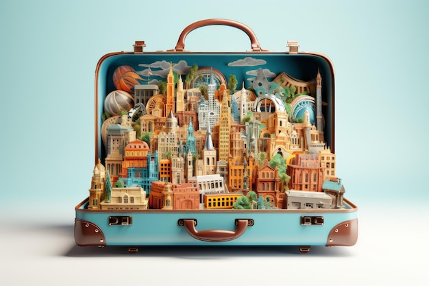 Cityscape Painting on Suitcase