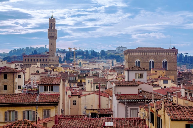 Cityscape and the Palazzo Vecchio in Florence, Italy.