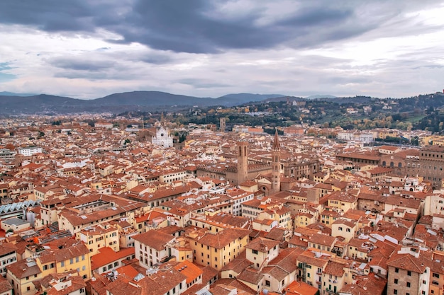 Cityscape and Palazzo Vecchio in Florence, Italy,