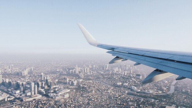 Cityscape seen from airplane