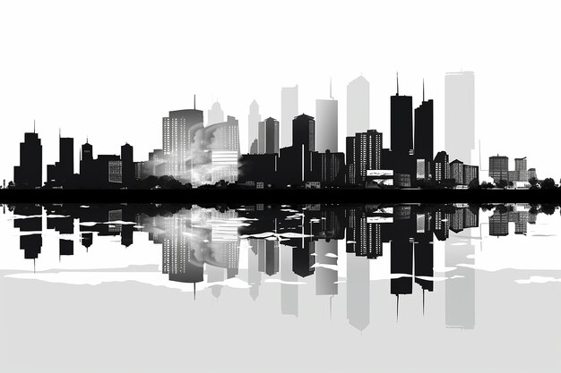 Cityscape silhouette reflectie vector illustratie