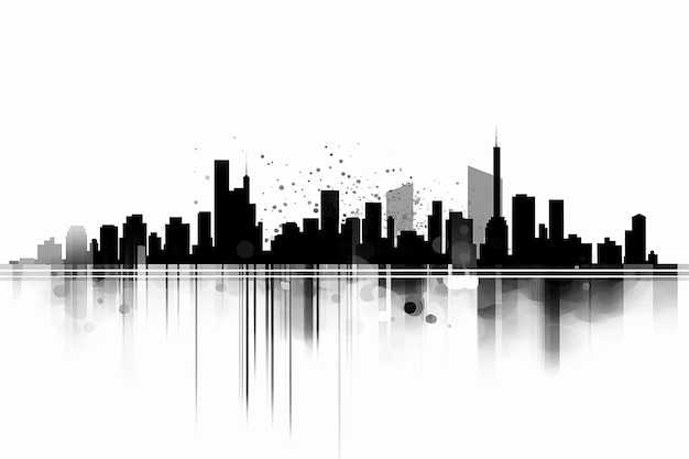 cityscape silhouette reflection vector illustration