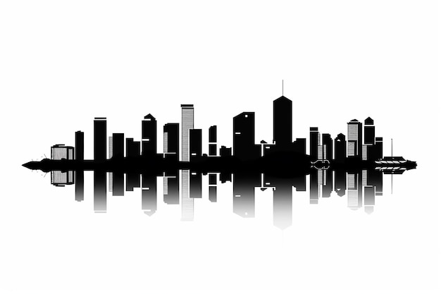 cityscape silhouette reflection vector illustration