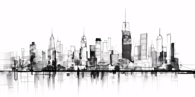 Cityscape sketch sketch urban architecture illustratie op witte achtergrond kopieerruimte