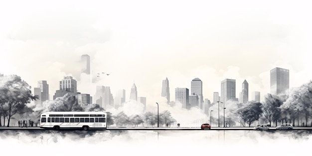 Foto cityscape sketch sketch architettura urbana illustrazione su sfondo bianco spazio di copia