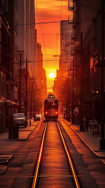 Cityscape at sunrise