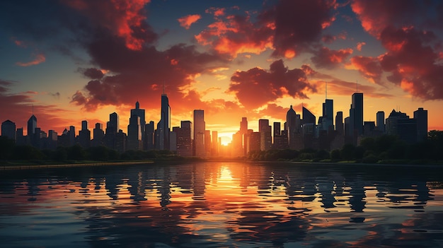 Photo cityscape at sunset background urban twilight