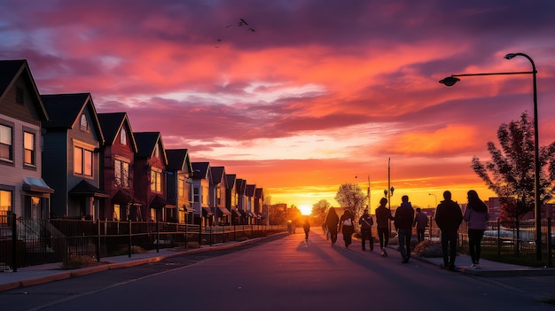 Cityscape sunset urban background