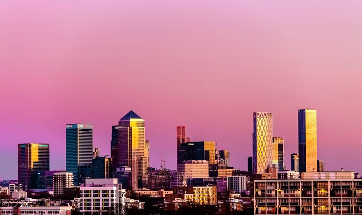 Photo cityscape at sunset