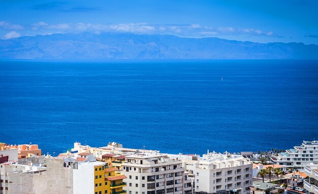 Cityscape view of los gigantes cliffs tenerife canary islands spain