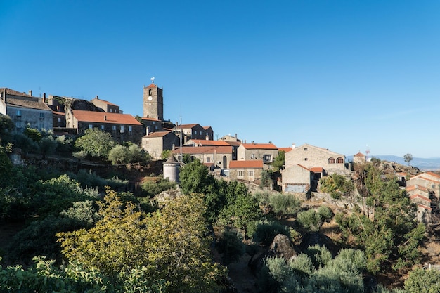 Cityscape view of Monsanto village Portugal view on a houses with red tile rooftops